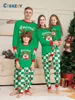Merry Christmas Cartoon Pattern Mom Dad Kids Matching Pajamas Set 2 Pieces Suit Baby Romper Soft Loose Xmas Family Look Pyjamas 2