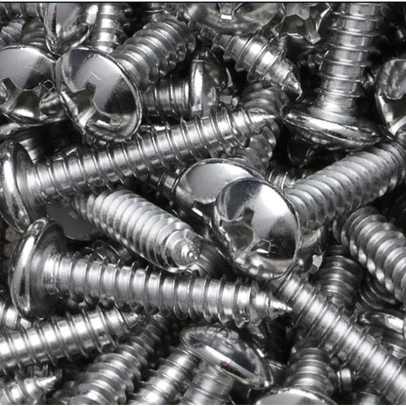 304 Stainless Steel Cross Groove Round Head Self-tapping Screws PA Pan Head Self-tapping Cross Wood Screws M1M1.2M1.4M1.7M2M3~M8