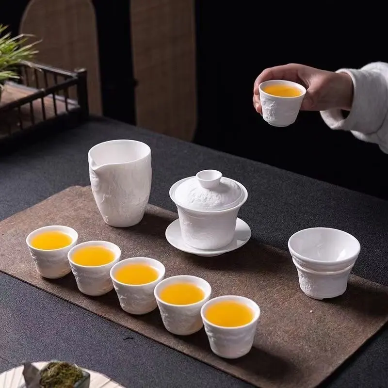 

Chinese Portable Kung Fu Tea Set,Porcelain Service Gaiwan Tea Cups Mug of Tea Ceremony Teapot,Ceramic Travel Teacup