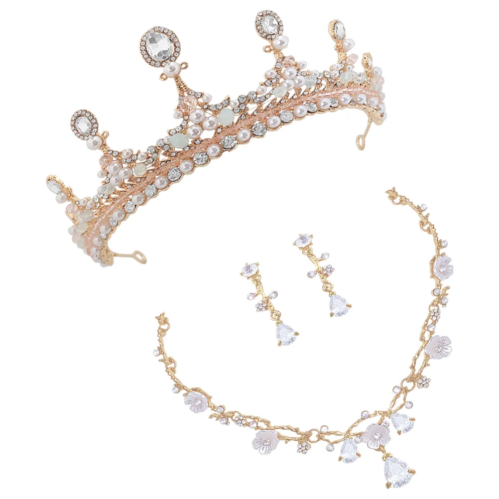

Clip Earrings Crown Necklace Accessories Clips Little Girl Zinc Alloy Girls Rhinestone