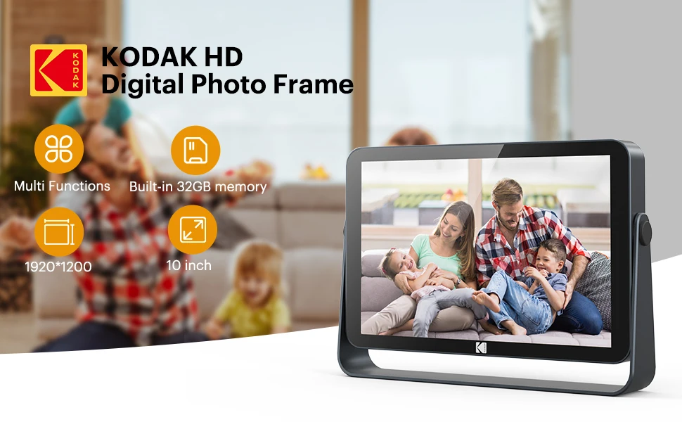 Description Picture 2 of item【1 Year Warranty】Kodak 10.1 Inch Digital Photo Frame Built-in Battery,1920*1200 FHD Touch Wide Picture Screen with 32GB Storage