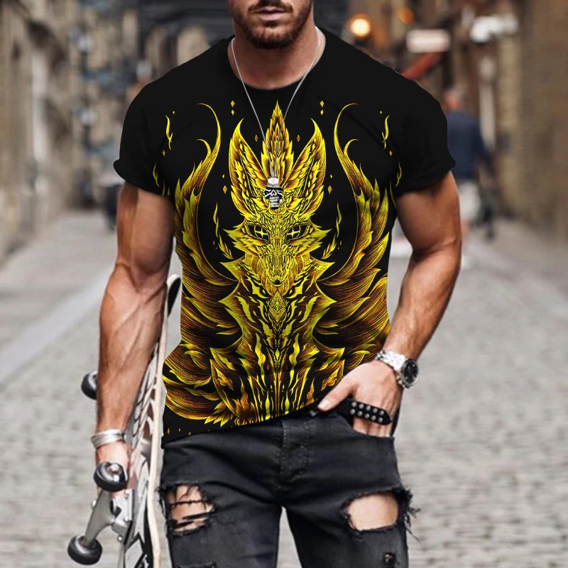 

KeKe New Men's Shirts New Brand New Fashion New Products Totem Dragon Dragon Ancient 3D Printing Round Neck T-Shirt Oversize 6XL