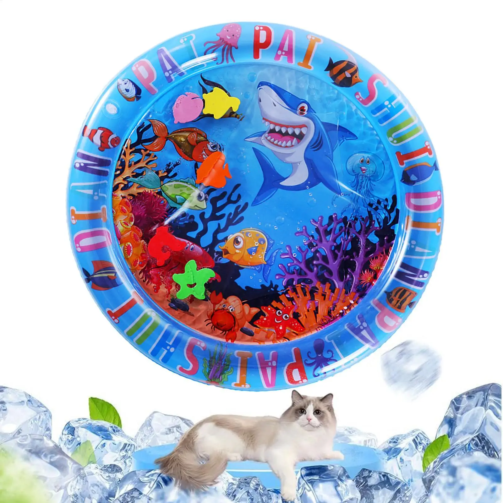 Water Sensory Play Mat Thickened Inflatable Water Mat For Cat And Dog Pet Playmat With Fish Sea Ocean Theme Sensory Toy Water - 4