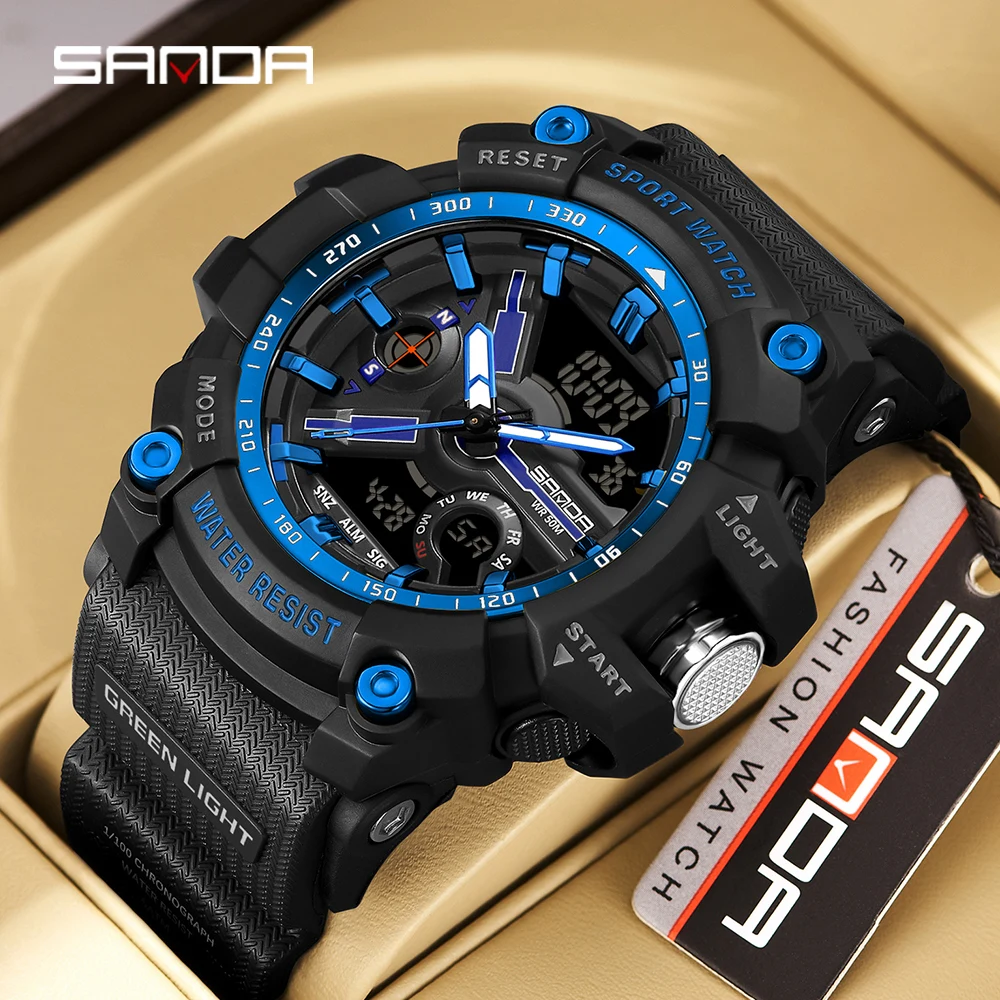 new digital watches for men alloy case waterproof functional analog sport military watch smael 8069 SANDA New Military Shock Watches G-Style Clock For Men Boy Quartz Analog Wristwatch Waterproof Sport Watch Men LED Digital Watch