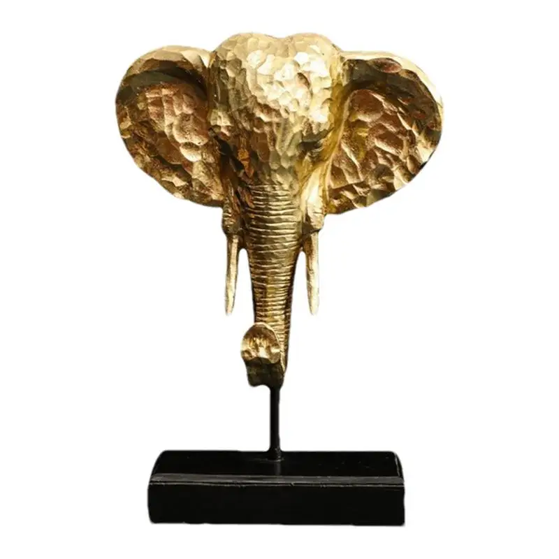 

Elephant Head Sculpture Resin Gold Coating Elephant Sculpture Modern Desktop Crafts Elephant Bust Statue For Living Room Dining