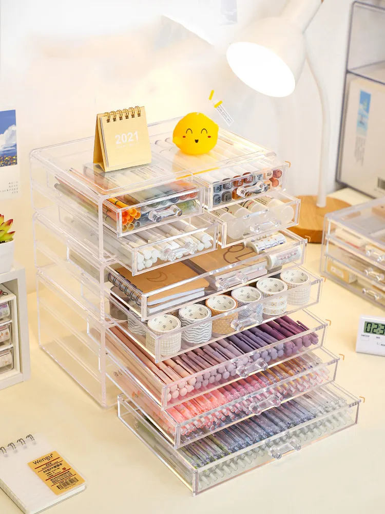 4 Layers Glasses Organizer Cosmetic Storage Box Acrylic Pen Holder  Multifunctional Transparent Drawer Storage Box Stackable - AliExpress