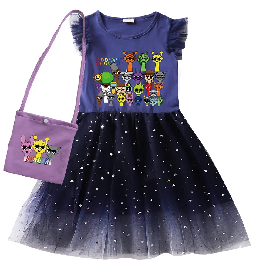 Game Sprunki Dress For Kids Lace Casual Dresses For Baby Girls Super Clothes Children Wedding Party Summer