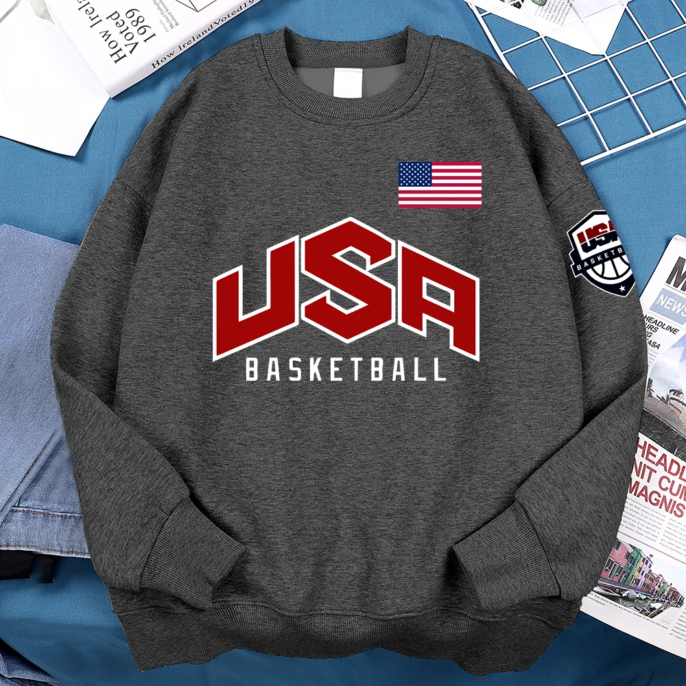 USA Basketballer Printed Street Casual Hoody Men Women Hip Hop Oversized Clothing Loose Warm Fleece Sweatshirts Couple Hoodies