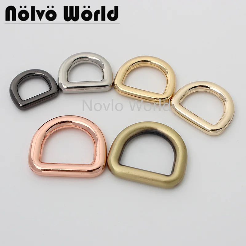 50 Pieces 4 Sizes 3.0 4.0mm Wire 9-10-13-15mm Rose Gold Round Edge D Ring Metal for Woman Bag Welded Rings Purse Accessories 5colors 16mm 20mm 25mm 32mm metal loop oval rings lether welded o ring purse backpack bag strap accessory oval ring for bags