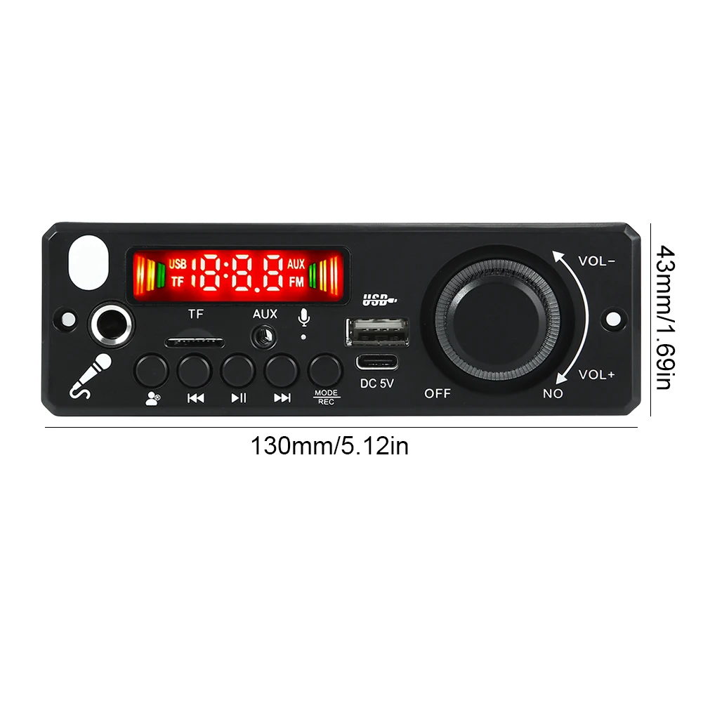 차량용 FM 라디오 모듈, 블루투스 호환 5.0 오디오 모듈, TF USB 라디오, 무선 FM 리시버 마이크 레코드, 6W 앰프, DC 5V