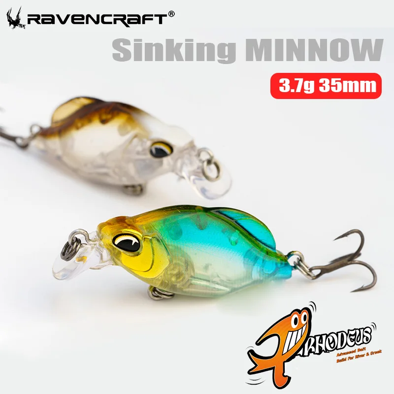 Ravencraft P-Rhodeus 35 mm 3,7 g Swing & Sinking MINNOW PTFE-Haken 1 Stück/Packung Advanced Stream Fishing Gear für River Creek