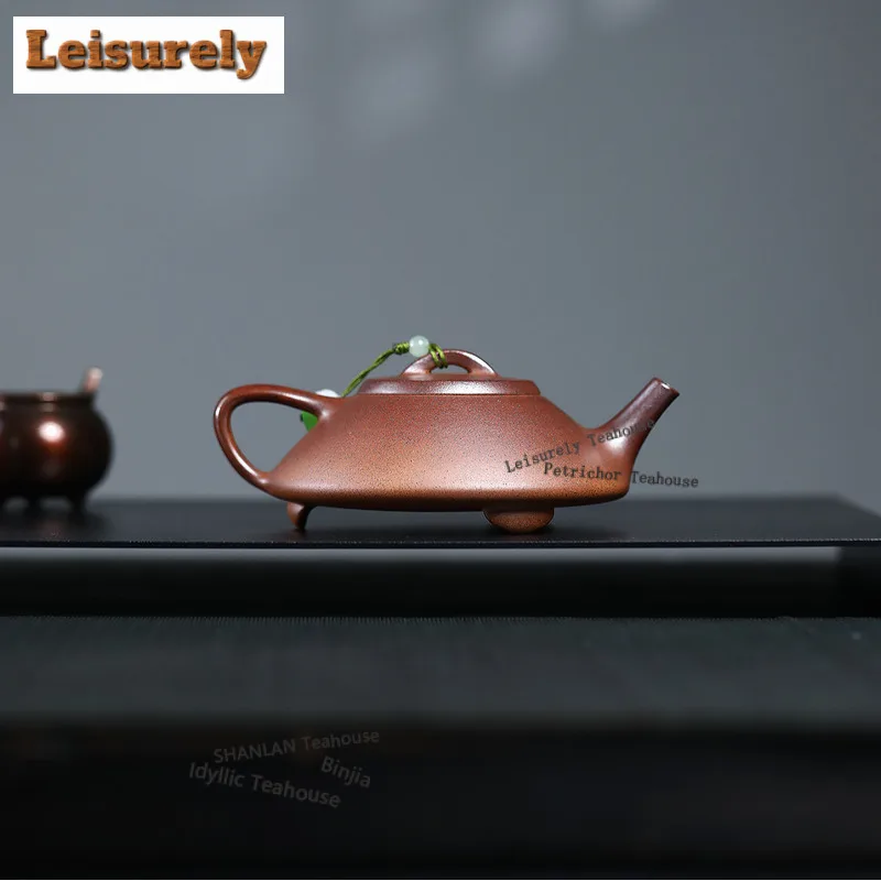 160ml Yixing Purple Clay Teapots Master Handmade Stone Scoop Pot Raw Ore Wood-fired Porcelain Mud Tea Maker Kettle Zisha Tea Set