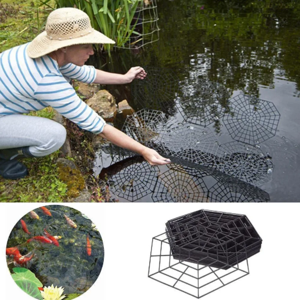 

30pcs Plastic Pond Guard Net Protector Hexagonal Pond Guard Netting Floating Pond Fish Net Buckles Protector Cover