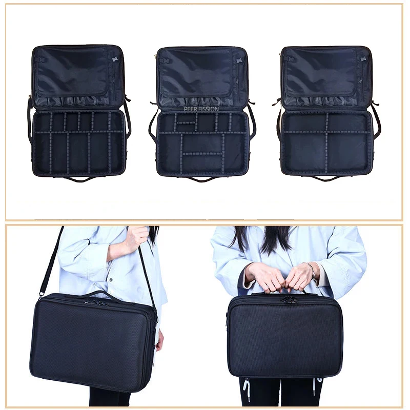 New Oxford Cloth Makeup Bag Large Capacity With Compartments For Women Travel Cosmetic Case 4