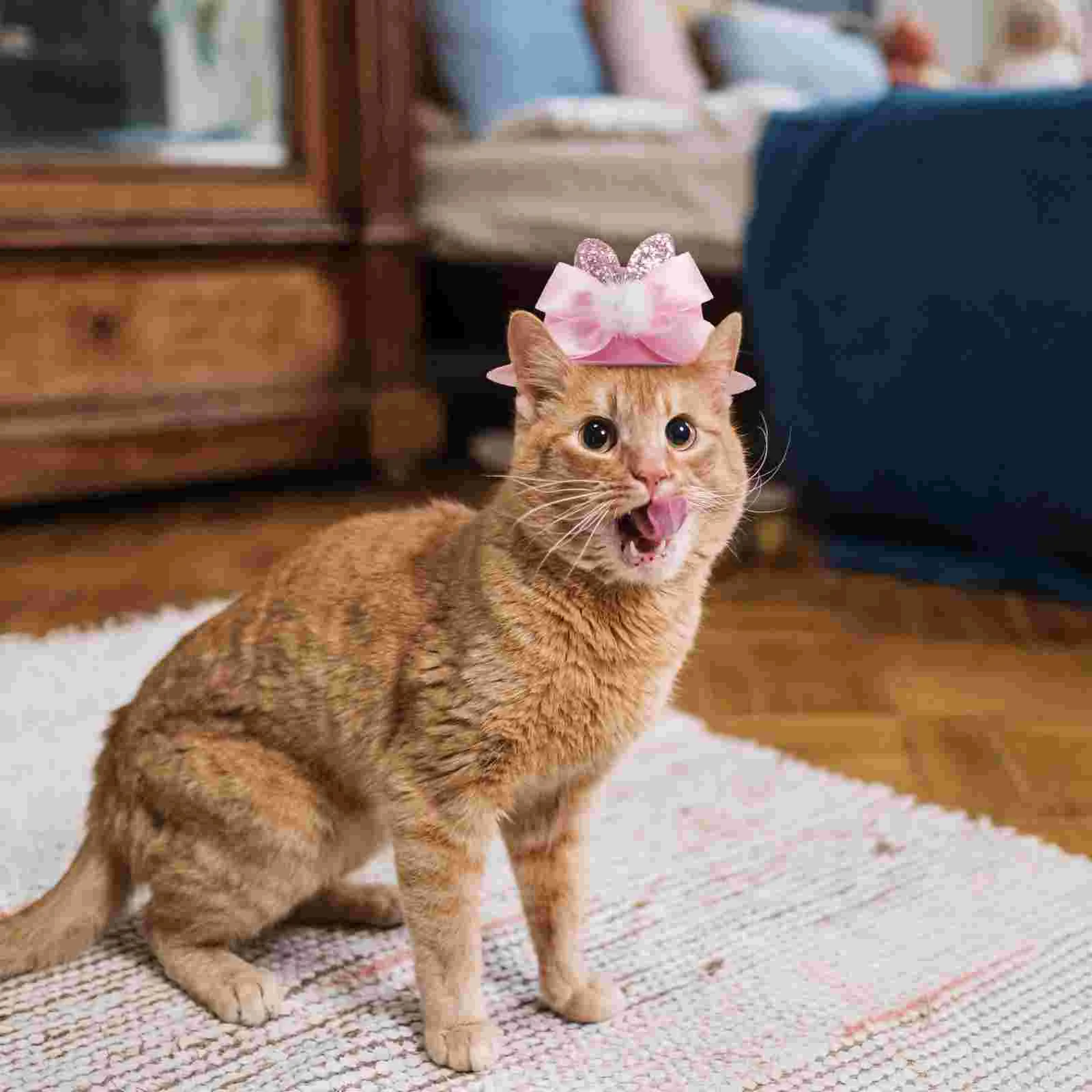 Pet Easter Hat Dog Cat Costume Bunny Ear Bowknot Hat Adjustable Pet Sun Hat Easter dog hat Easter hat for dogs 5