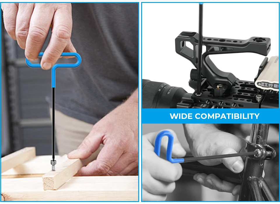 Camera T-Handle Hand Tools Ball-Point Hex Wrench Screw Tools (4mm&3/16") Ball-En