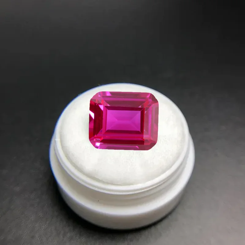 

Natural Pink Red Ruby 12x16mm 12.50Cts Rectangle Sri-Lanka VVS Emerald Cut Loose Gemstone