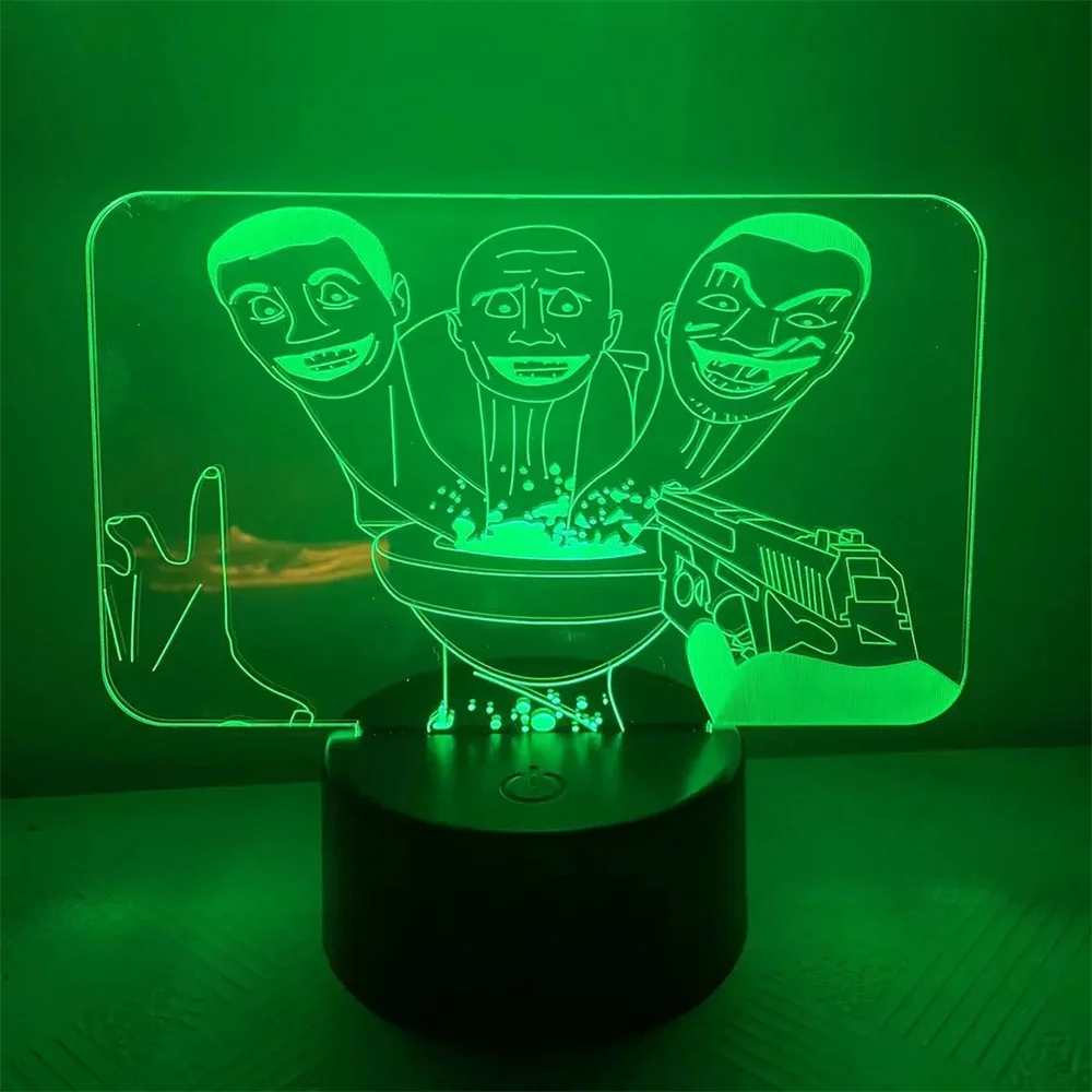 Funny Anime Figure 3d Night Light Toilet Man Sound Man Manga Acrylic Nightlight Bedside Lamps Bedroom Ornaments for Kids Gifts