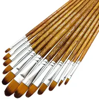 Artist Filbert Paint Brushes Set 12pcs, Soft Anti-Shedding Nylon Hair Wood Handle for Acrylic Oil Watercolor Gouache Paint 1