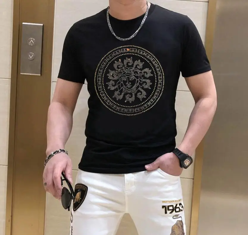 

2023 men High Quality Designer Rhinestone T-shirt hot sale top tees