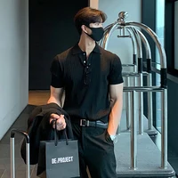Vêtements d'été pour hommes rétro tricot revers rayé Polo couleur unie à manches courtes mode léger luxe populaire tricots M-3XL 4