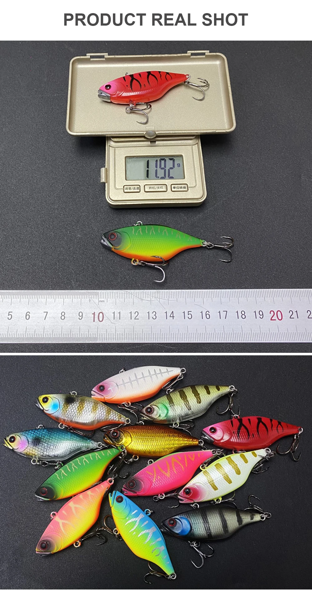 Description Picture 6 of item6cm 11.9g Fishing Lures Sinking VIB Wobbler Long Casting Vibration Artificial Hard Bait Jerkbait Seawater Fishing Bass VIBE132