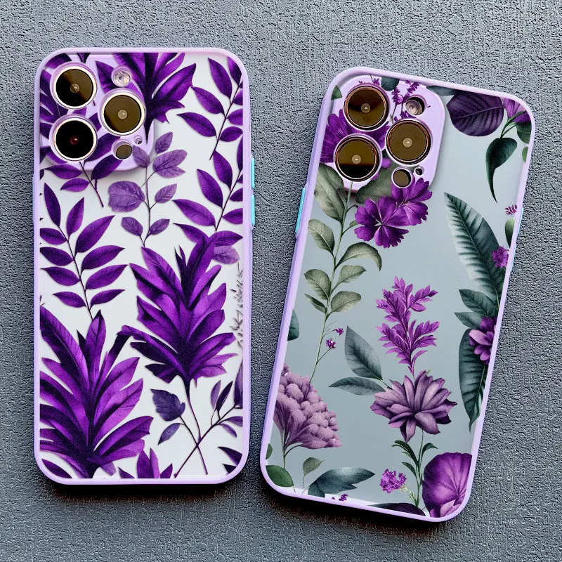 Tropical Purple Leaf Flower Shockproof Phone Case