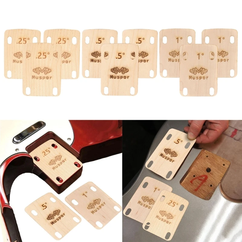 Guitar Neck Shims,Made of Solid Maple Neck Plate for Bolt-on Neck Protective Guitar Neck Spacers Wood Guitar Neck Gasket