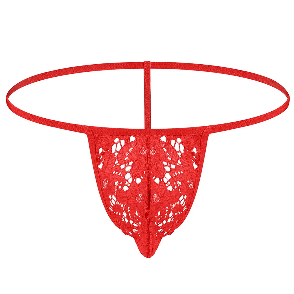 

Men Jockstrap Underwear Bulge Pouch Lace Thong String T-Back Underwear Male Sheer Lingerie Short Trunks Hollow Breathable Pantie