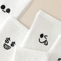 5/10/20 paires hommes blanc dessin animé chaussettes à la mode polyvalent Expression chaussettes avec Simple doux respirant confortable chaussettes décontractées 4