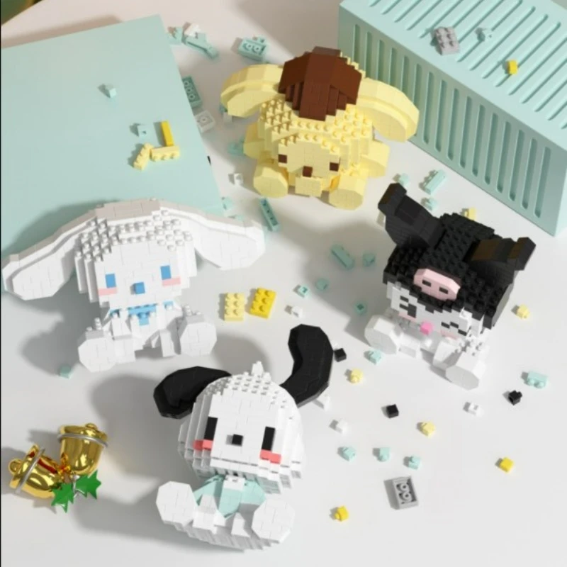 

New Cute HelloKittys Building Block Kawaii My Melody Kuromi Cartoon Anime Figure Doll Puzzle Assembled Toys Kids Children's Gift