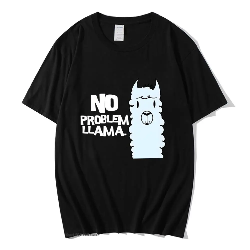 

No Problem Llama Graphic T-Shirts for Teen Girls Kawaii Women Clothes Cartoon Animal Print Tshirt 100% Cotton Casual Summer Tees