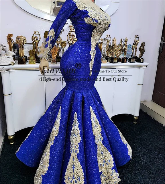 Ball Gown Golden And Blue Dress Ball Gown Royal Blue And Gold Prom