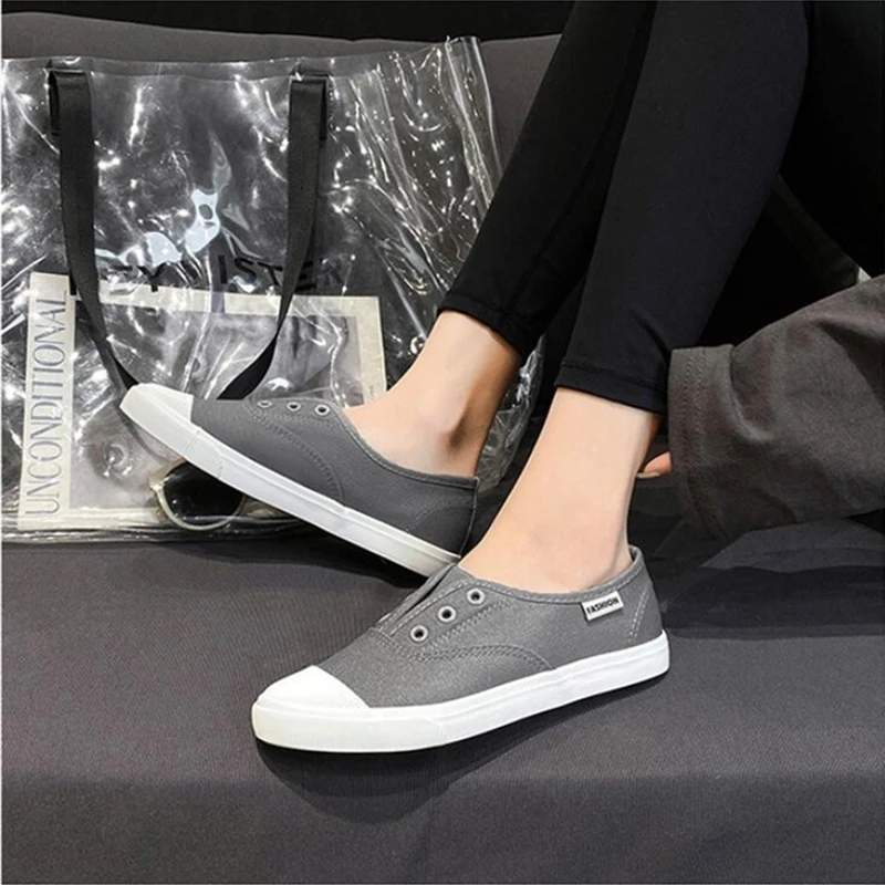 Women Canvas Shoes Fashion Sneakers Promotion Woman Shoes Flats Casual Loafers Slip-on Ladies Student Vulcanize Shoes Trainers