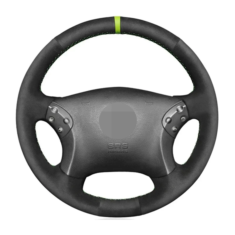 Black Suede Leather Car Steering Wheel Cover Car Accessories For Mercedes Benz W203 Cclass 2001