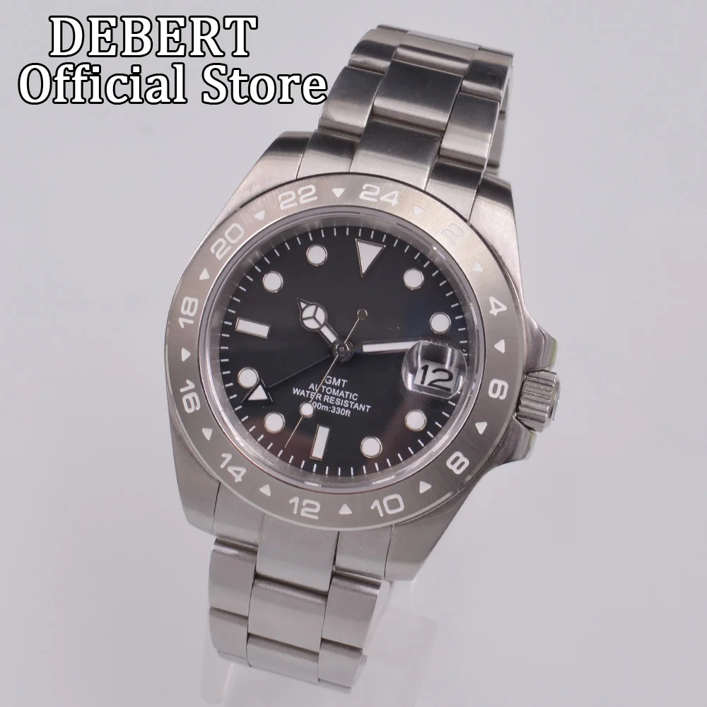 

DEBERT 40mm Seiko NH34 Movement, Black Dial ,Sapphire Glass ,Waterproof, GMT Automatic Mechanical Luminous Watch