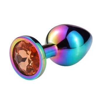 Anal beads Rainbow Rose gold pink Small Medium size set Heart shape Crystal Metal  butt plug Jewelry sex toy for female male 4