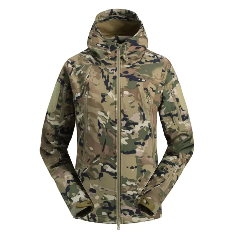 

Men Military Shark Skin Soft Shell Winter Camouflage Jacket Men Tactical Windproof Army Combat Fleece Hooded Bomber Coats