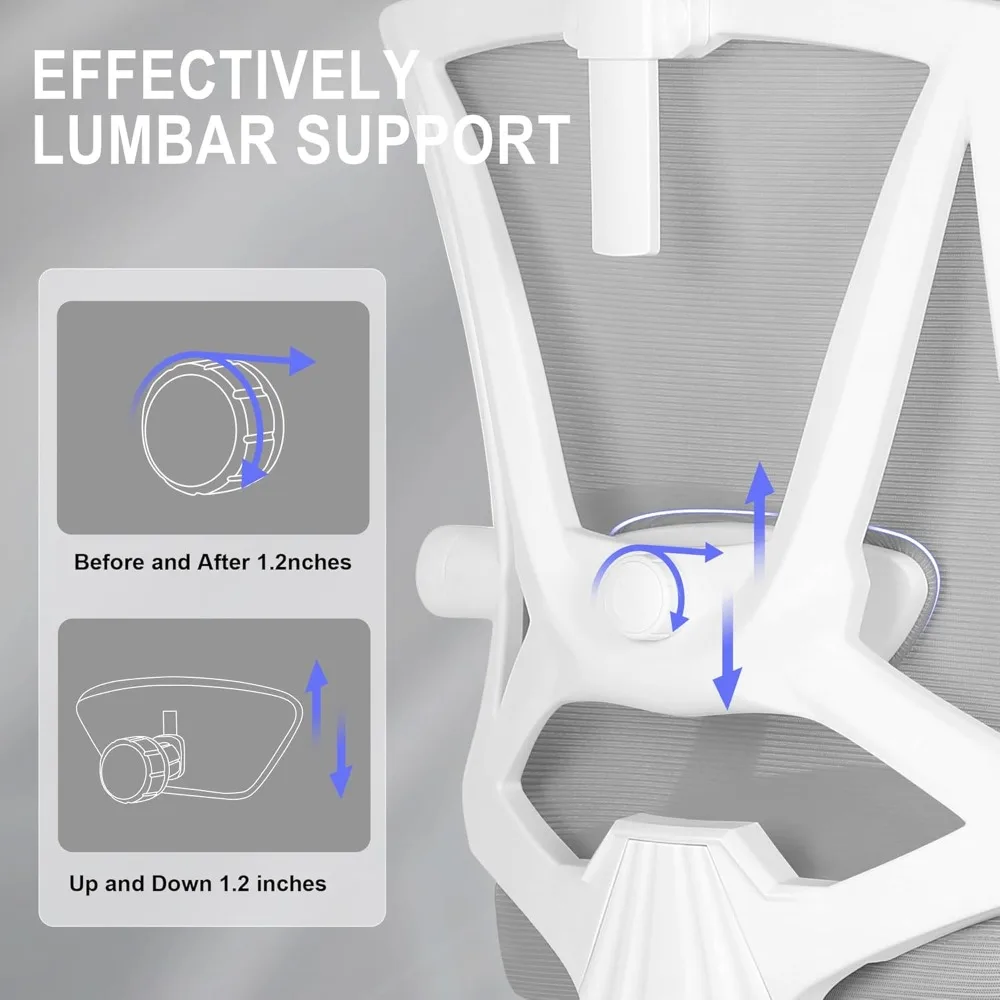 "ergonomic office chair with built-in footrest and adjustable lumbar support for high-back comfort"