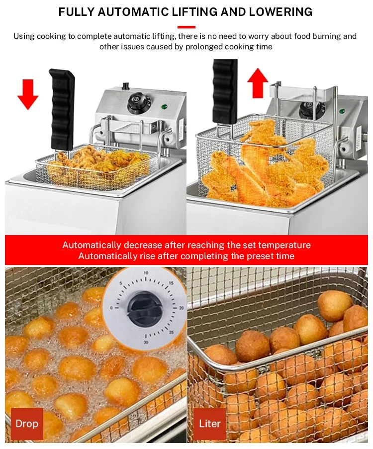 Double Tank With 4 Baskets Standing Deep Fryer Frying Machine