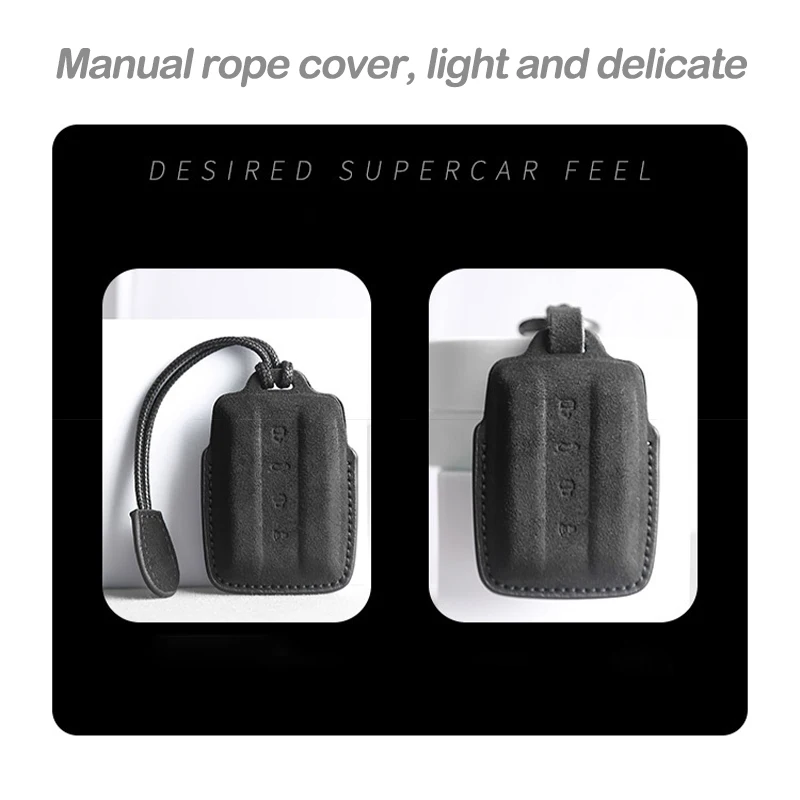 Premium Suede Key Case with Leather Cover and Keychain – Car Accessories