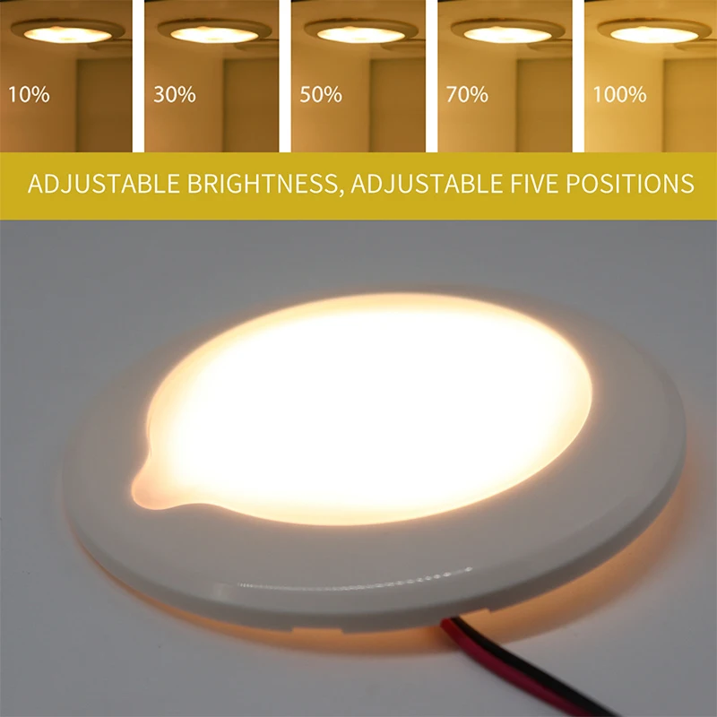 RV Lamp 12V LED Car Interior Lighting Lamp 2.4W 3000K Touch Inside RV Roof Light Kit for RV Camper Van Boat Trailer Bright White