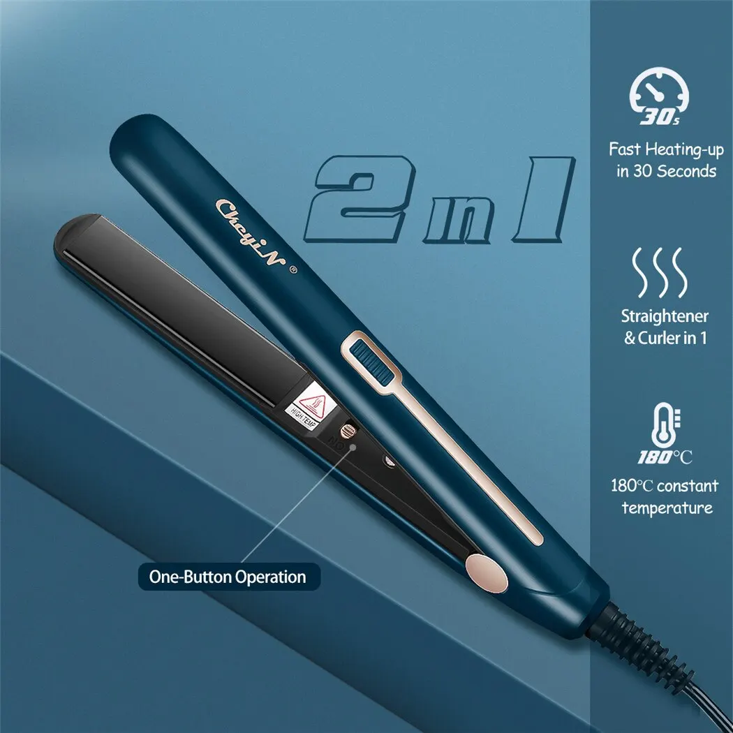  CkeyiN Mini Hair Flat Iron 2 in 1 Hair Straightener and Curler Portable Straightening Iron Constant Temperature Hair Styler 