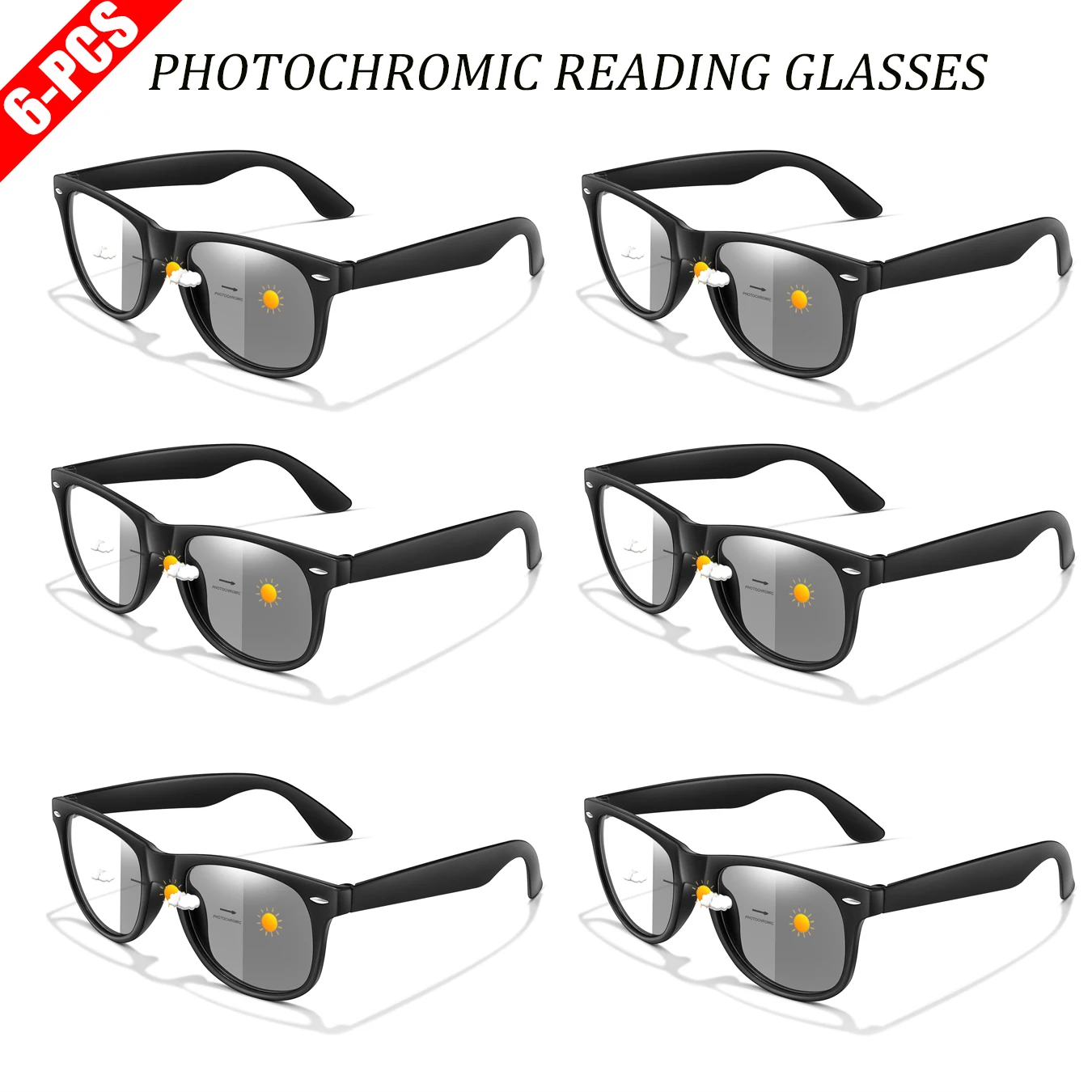 6pairs/10pairs Photochromic Reading Glasses Presbyopic