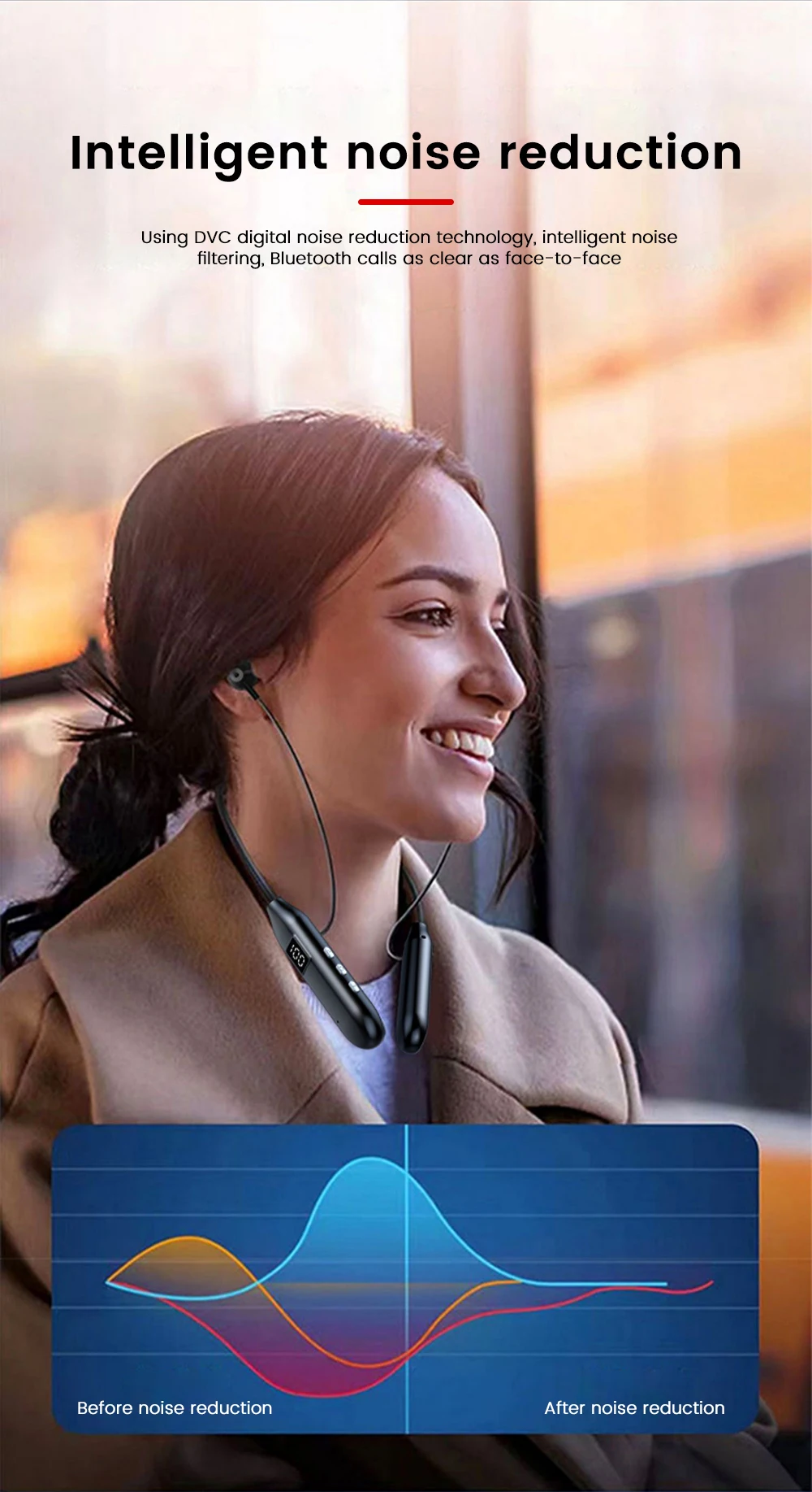 Description Picture 4 of itemBluetooth 5.3 Earphones Sports Headset Wireless In-Ear Gaming Headset LED Waterproof Magnetic Headphones Handfree with Mic