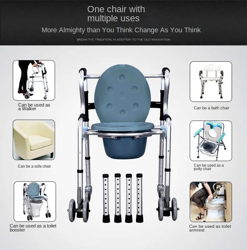 Wheel with seat elderly walker assisted walking lower limb training toilet cerebral infarction rehabilitation training equipment