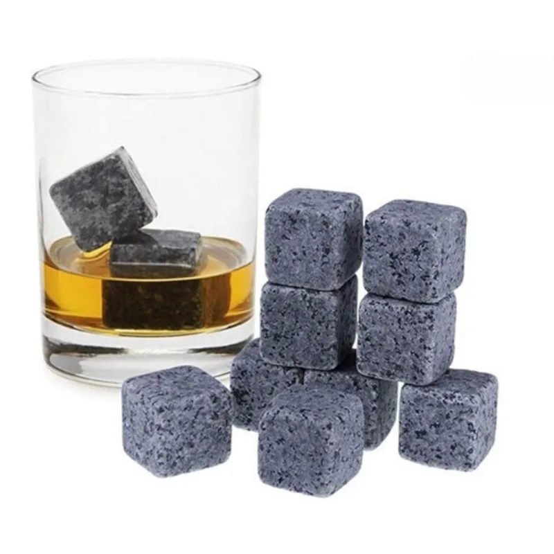 Whiskey Cold Soapstone Whisky Stones Sipping and Chilling Rocks Ice Cubes Wine Scotch Beer with Carrying Pouch Bar Accessories