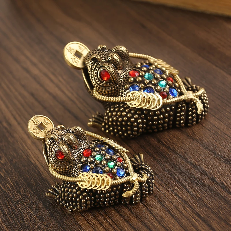 

Feng Shui Toad Money LUCKY Fortune Wealth Chinese Golden Frog Toad Coin Home Office Decoration Lucky Gifts Tabletop Ornaments