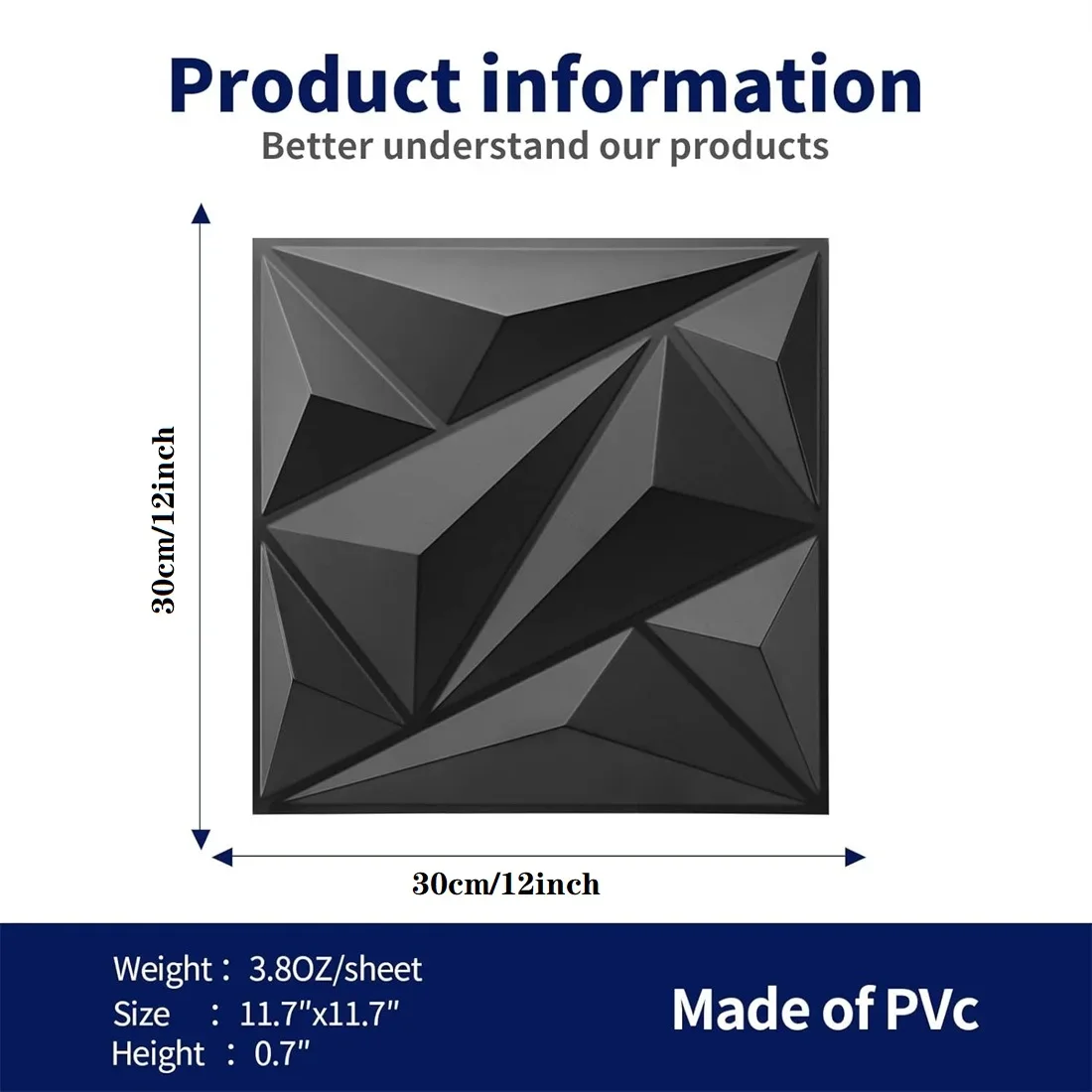 3D Wallboard 10pcs 30*30cm 3D Wallboard Diamond PVC Textured Wallboard Living Room Lobby Bedroom and Hotel Office Decoration