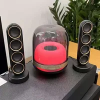 Home Wireless Bluetooth Audio Transparent HIFI Stereo Subwoofer with Colorful Atmosphere Desktop Speaker Support AUX TF Card 2